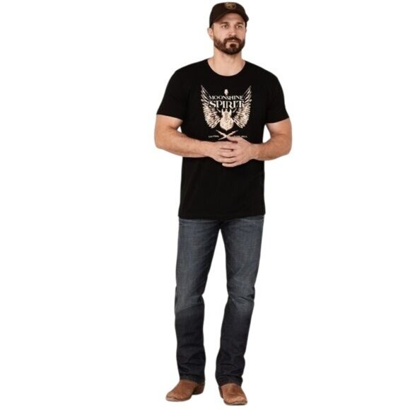Moonshine Spirit By Brad Paisley Black Graphic T-Shirt M 100% Cotton Mens Casual - Picture 1 of 11